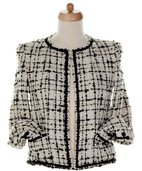 black chanel coat womens|chanel black tweed jacket.